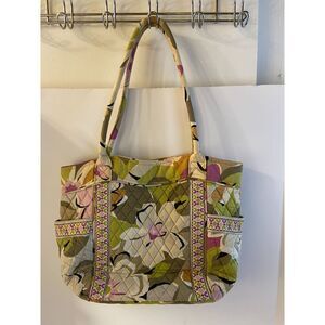 Vera Bradley Olive and Purple 16x12"‎ Snap shoulder bag tote